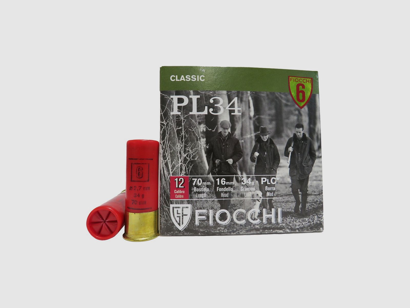 Fiocchi PL 34 Patronen Kal. 12/70 34 g Bleischrot 6