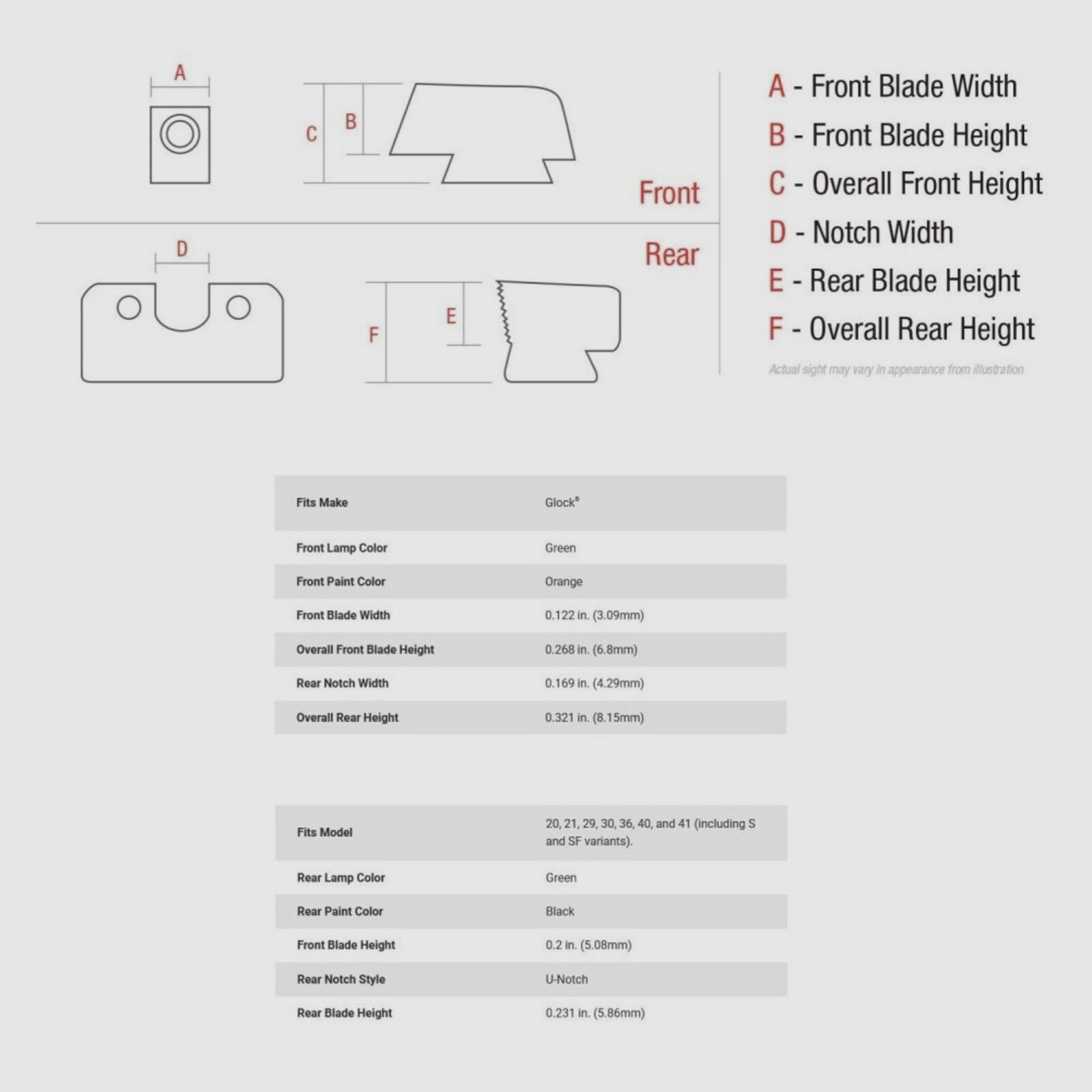 Trijicon N-Vision HD XR Orange Glock 20-36/41