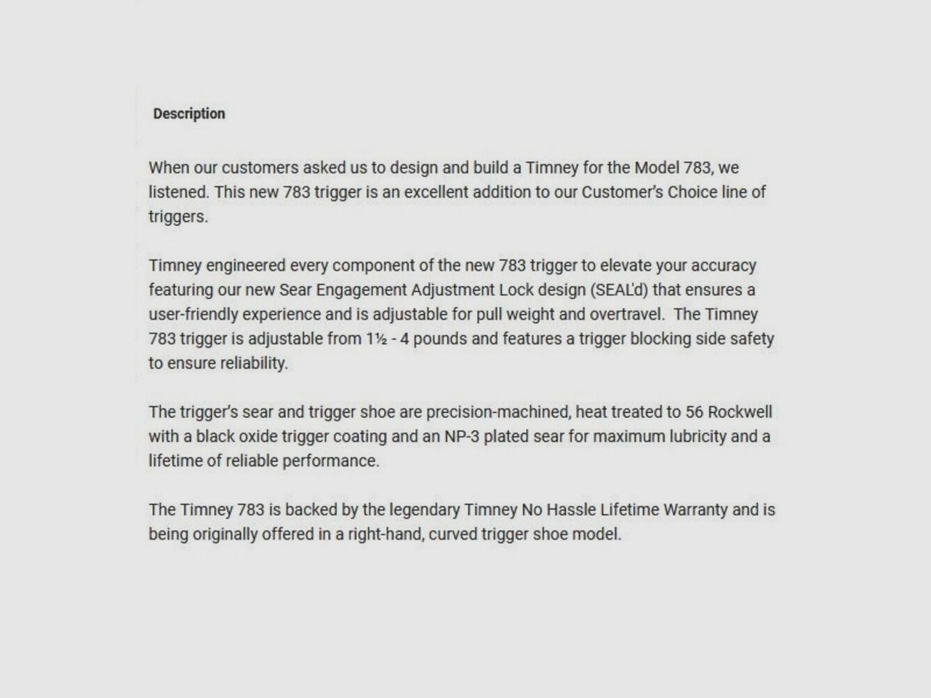 Déclencheur Timney avec Sécurité 3lbs Rem-783