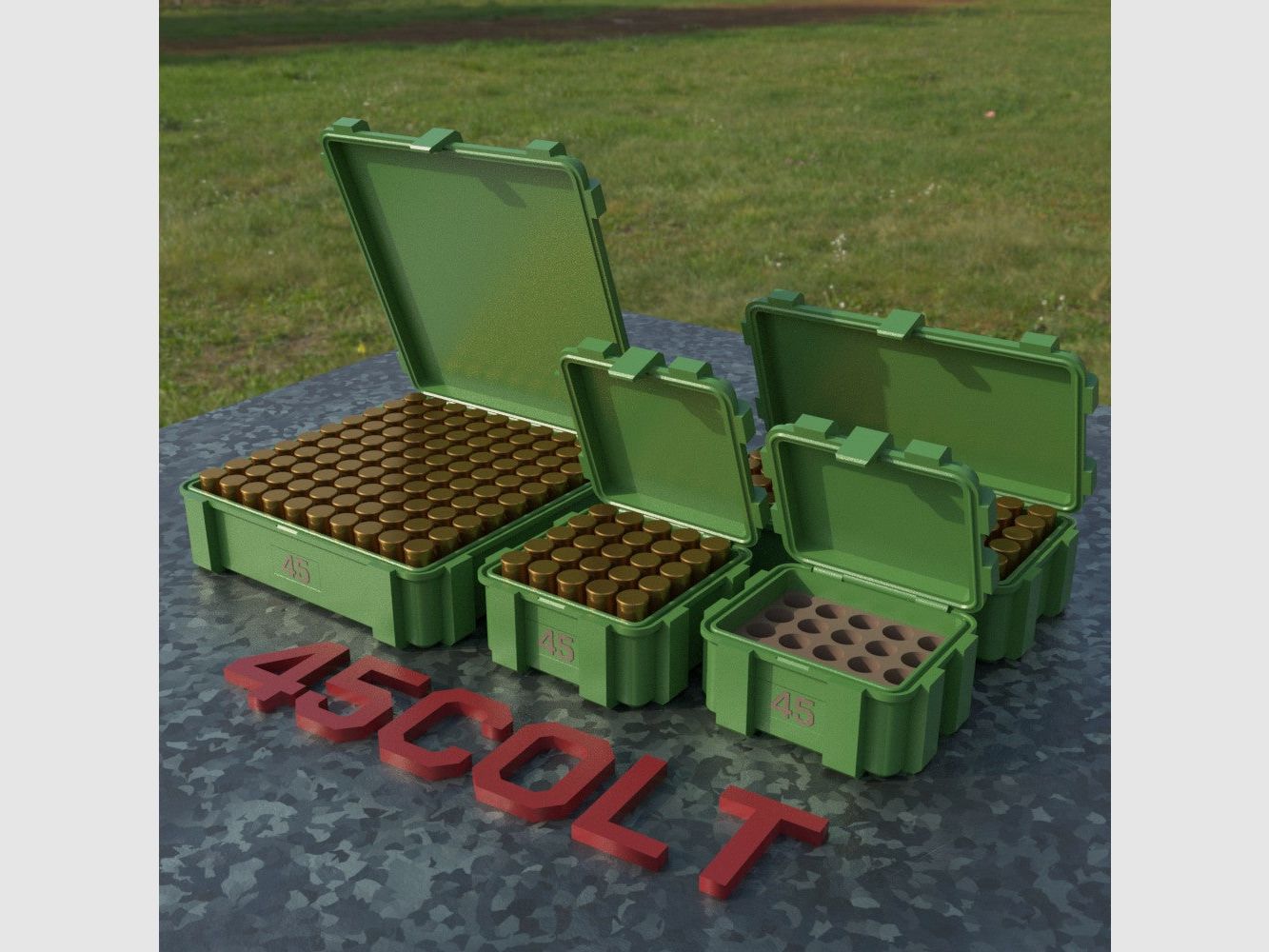 Filamelt scatola per munizioni / .45 Colt / 'coperchio a ribalta' / scatola per cartucce, scatola per munizioni