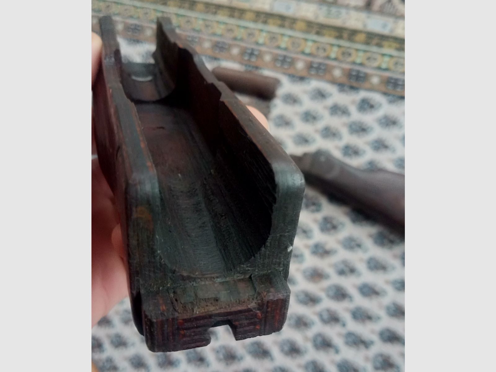 AK stock set wood laminate dark brown presumably Russian // stock and handguard // AKM & AK74 / can also be fitted into Cybergun GSG Co2 AK47