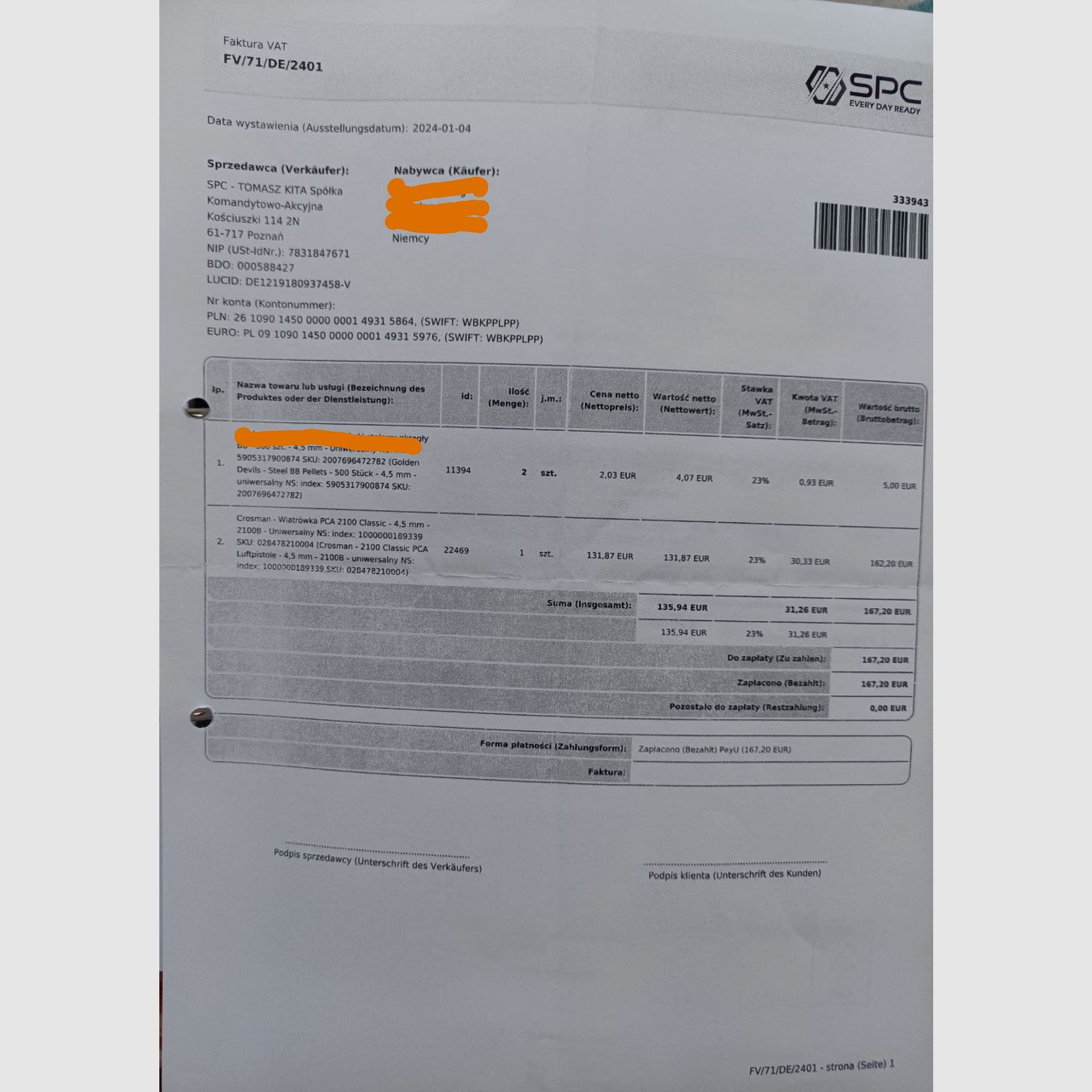 Luftgewehr Crosman 2100 Classic 4,5 mm Diabolo und BB
