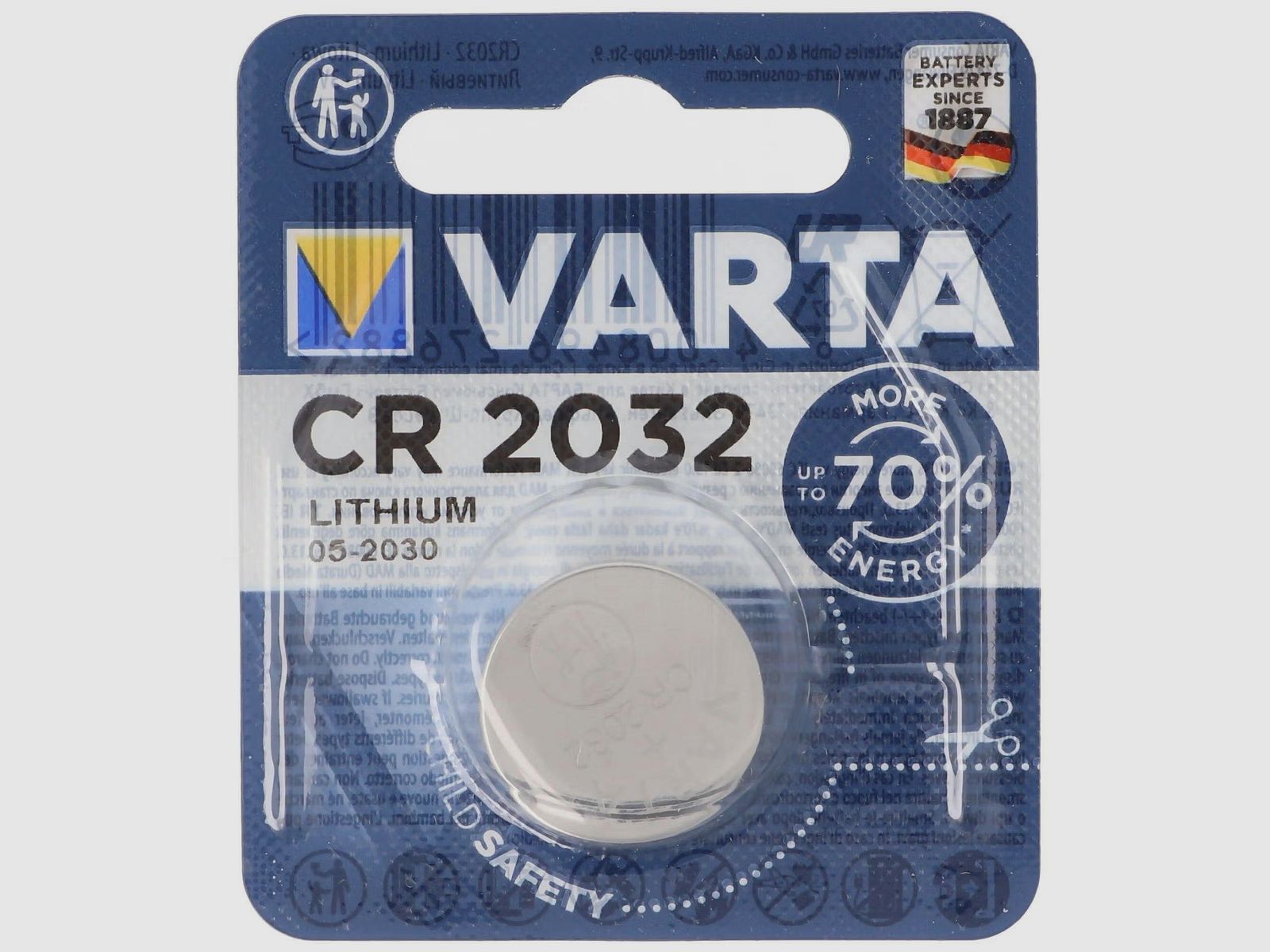 Varta Batterij CR2032, 1 verpakking, 3V / 220mAh