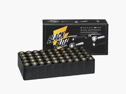 Pobjeda Black Blitz Knallpatronen 9mm P.A.K. schwarze Messinghülse