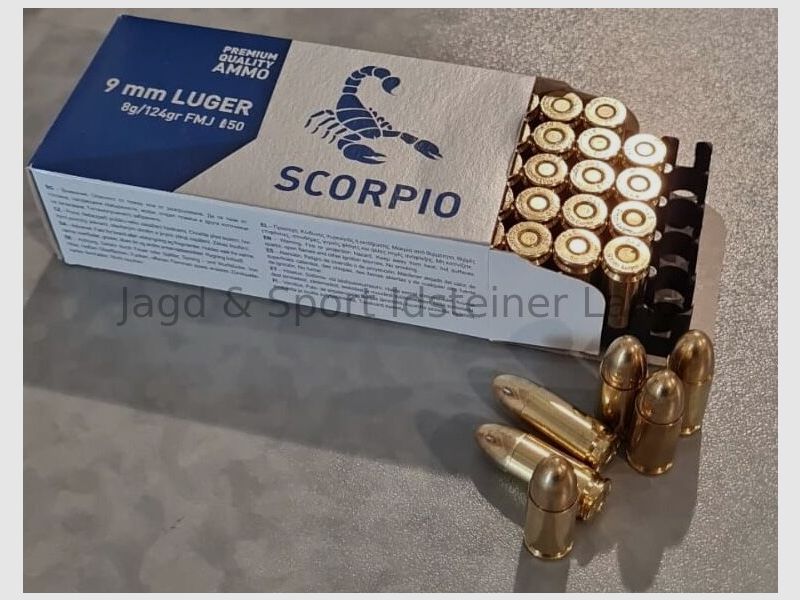 STV Scorpio. FMJ, 124grs, 50 cartridges per pack