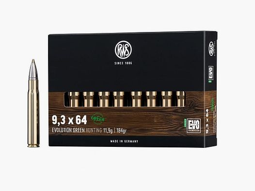RWS Kal. 9.. Büchsen 9,3x64 EVO Green 20 Stk 11,9g/184grs bleifrei