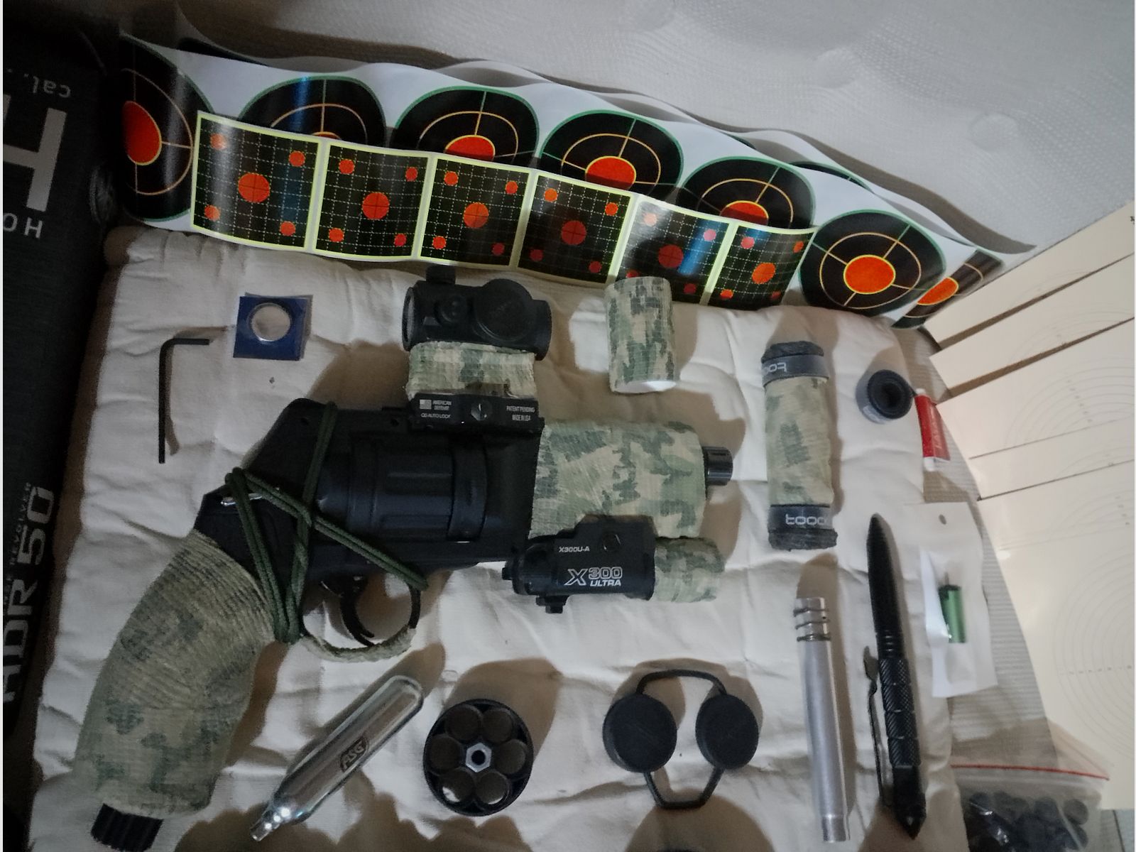 T4e HDR50 Tuning canna rosso verde punto di mira pallini in acciaio gomma RAM Paintball marker Cal .50 set lampada capsule CO2