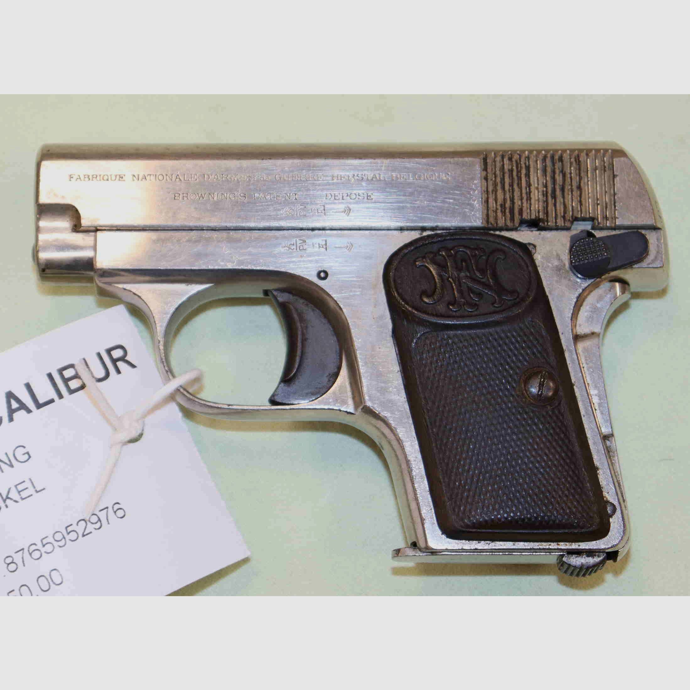 Pistole FN Browning 1906 Nickel Kaliber 6.35, Bild 1 von 3