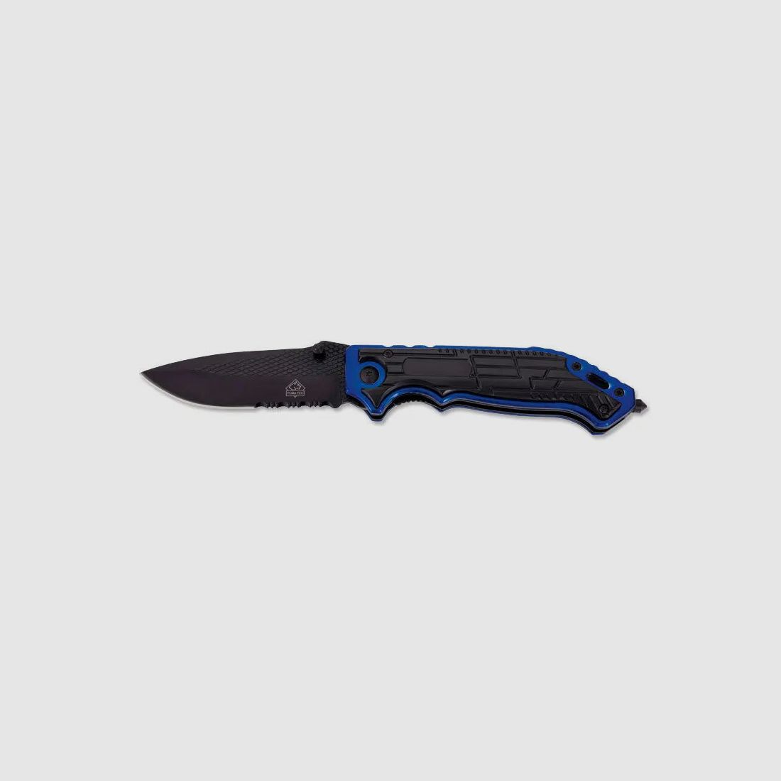 Couteau PUMA TEC à une main avec brise-vitre, noir/bleu, image 1 sur 2
