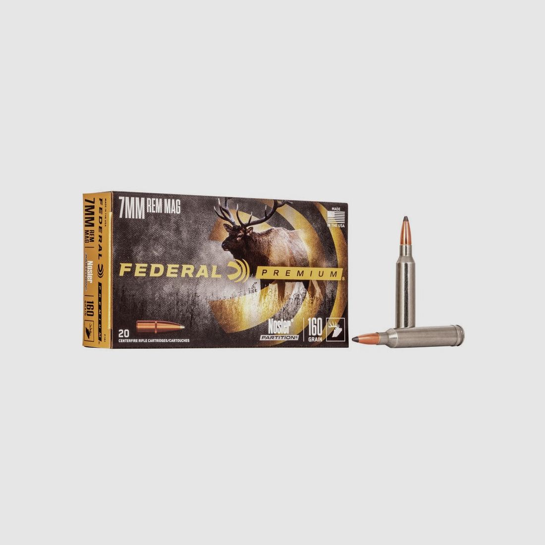 FED P7RF 7MM REM MAG 160GR NOSLER PARTITION VITAL-SHOK 20/20