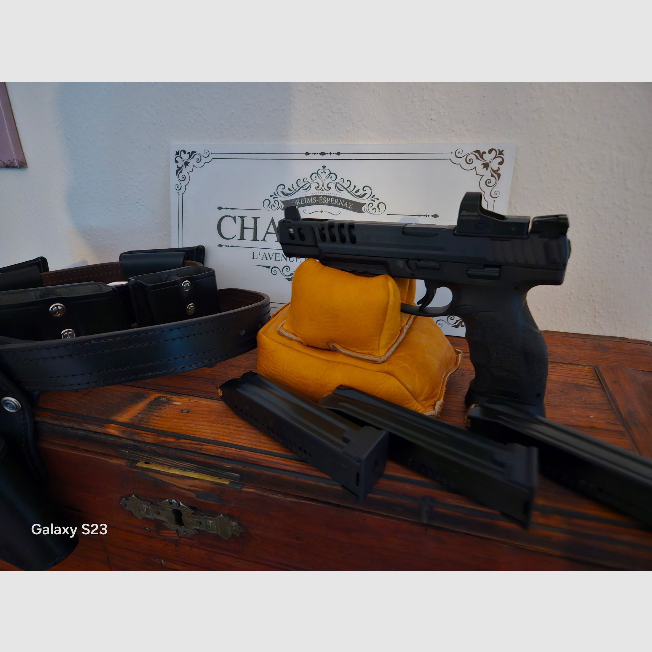 H&K SFP9 Match OR - larger rear sight & front sight - Burris - 8 magazines & Sickinger belt - also trade for watch!