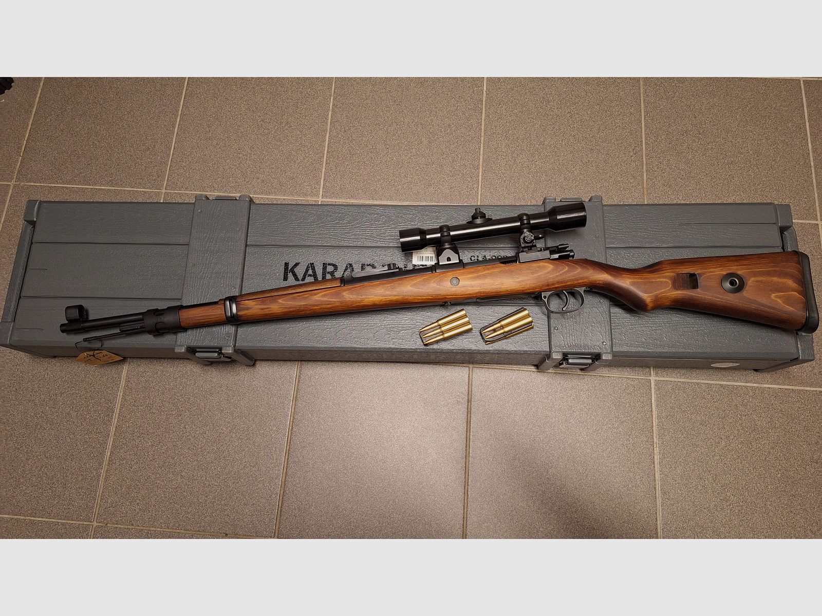 Ares Mauser Karabiner 98K acero rifle de cerrojo con ZF39 6mm BB madera real + caja de armas - ¡NUEVO!