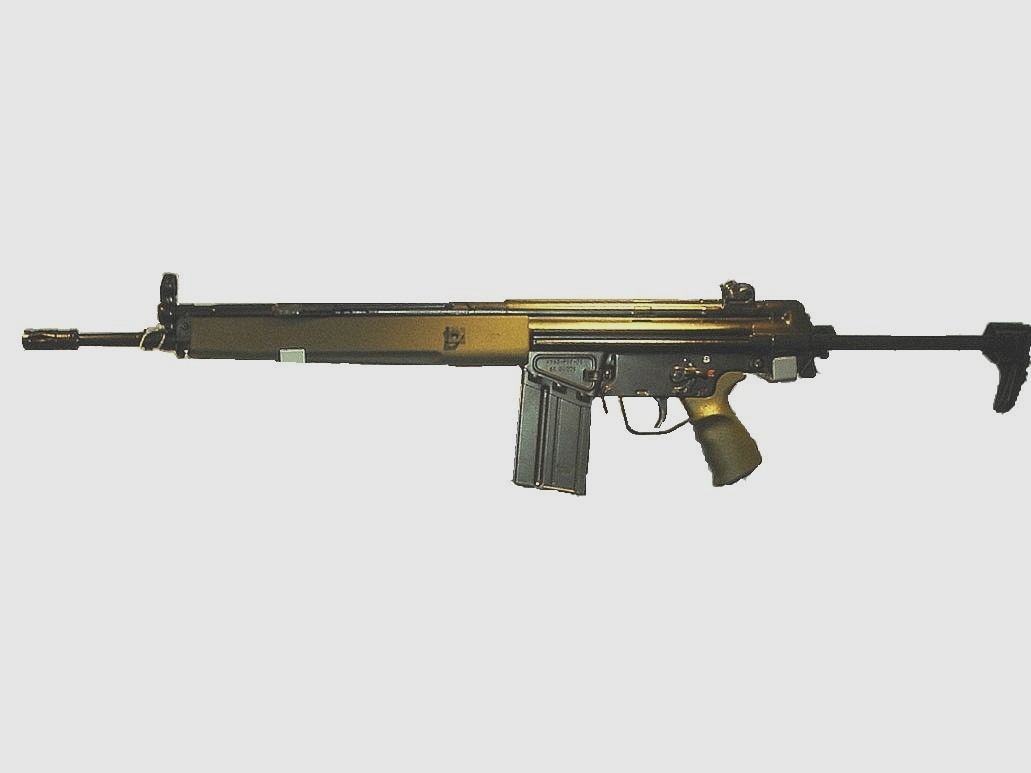 Original Griff & Trapezhandschutz für H&K G3A4 beide farblich abgestimmt in NATO Grün und Zweibein geeignet // G3 und Klone Handschutz + Pistolengriff / G3A3 G3SG1 MKE T41 HK91 VFC Co2 Umarex