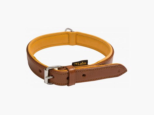 Collare per cane in pelle marrone, foderato in pelle - Country Sellerie