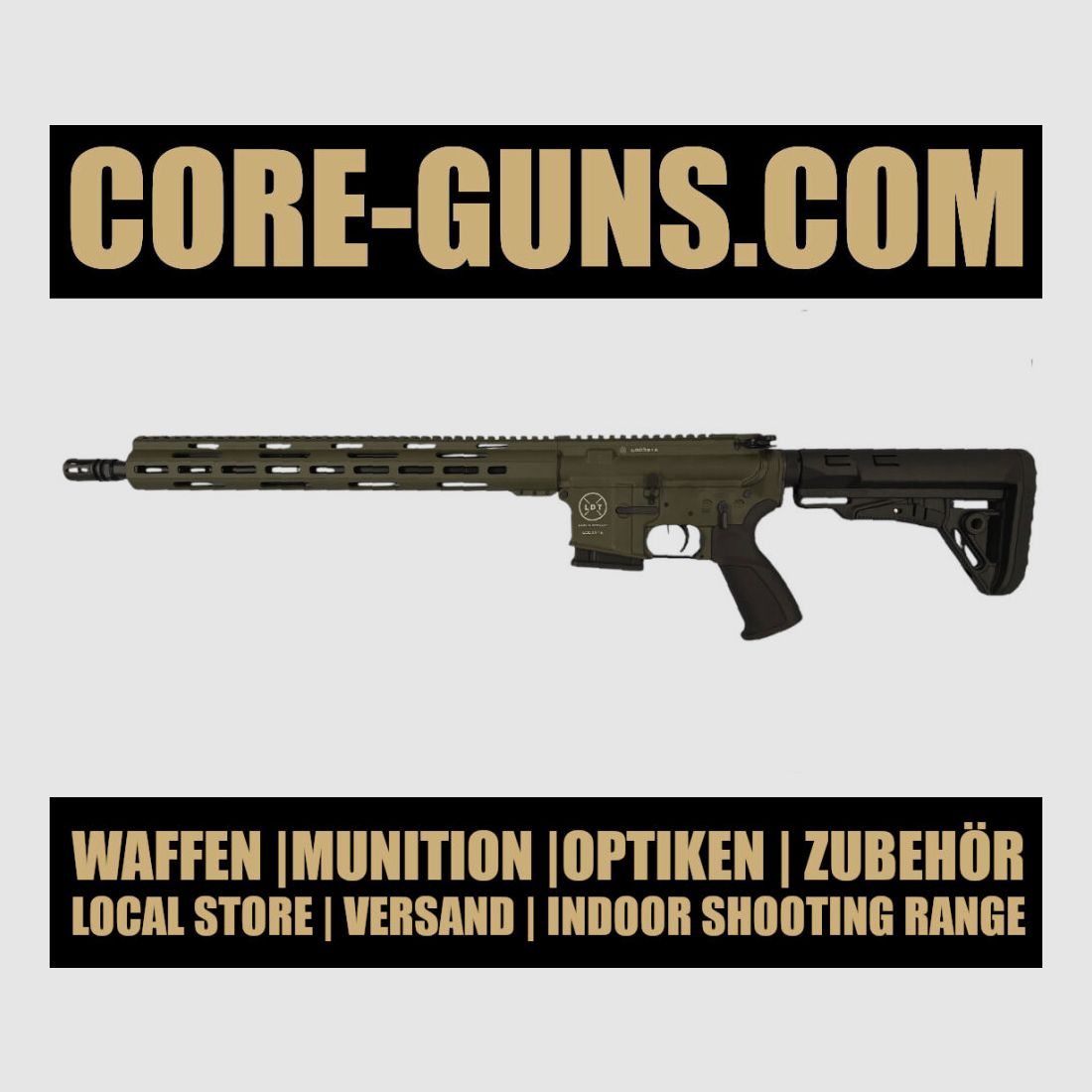 Lux Def Tec LDT L5 AR15 semi-automatic rifle 16.75" barrel length 223Rem OD GREEN special model with long handguard, Made in Germany RRP: €1769