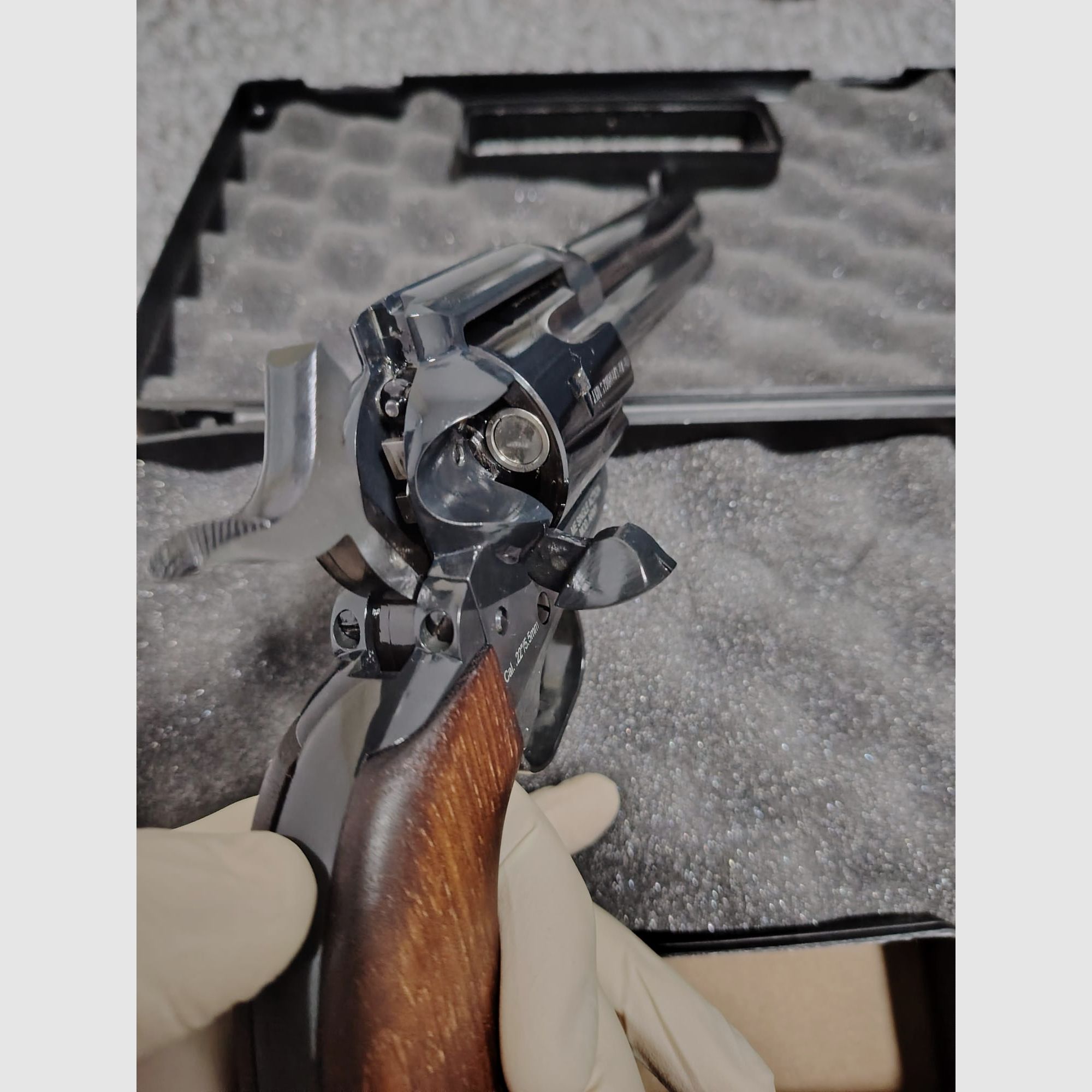 Cuno Melcher ME (Weihrauch) Single Action Army SAA LEP Revolver | 5,5 mm / .22 | incluso set di pezzi di ricambio e 6 bossoli finti in acciaio inossidabile / bossoli da allenamento | NUOVO & OVP