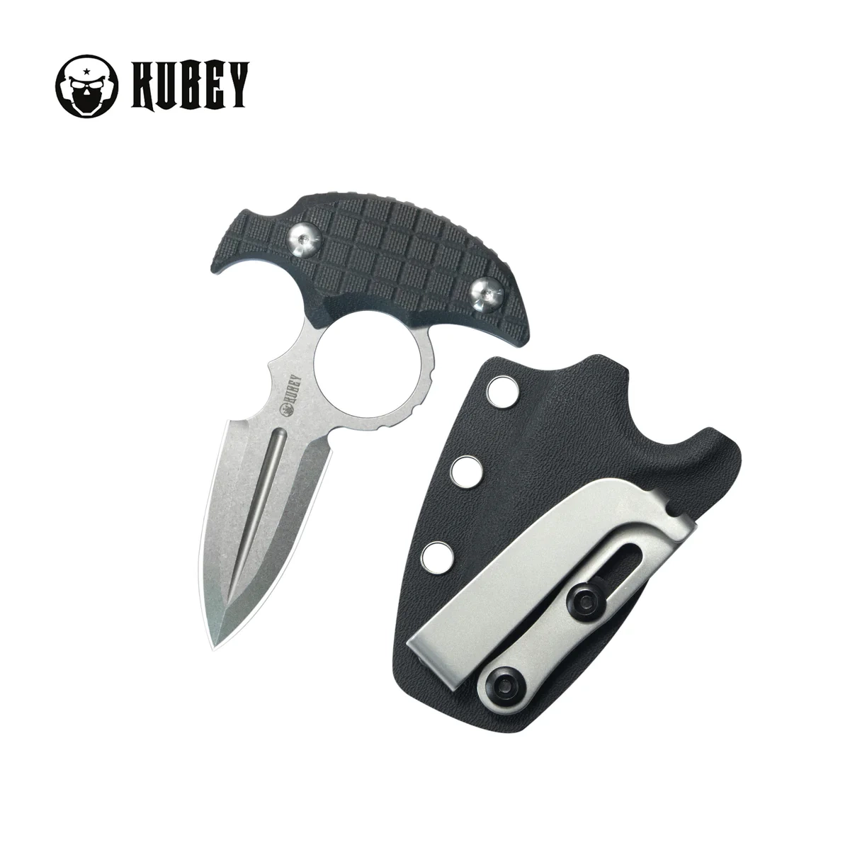 Kubey Cavy Knife Black G10, Stonewashed 14C28N by MUZI Design (KU403A)