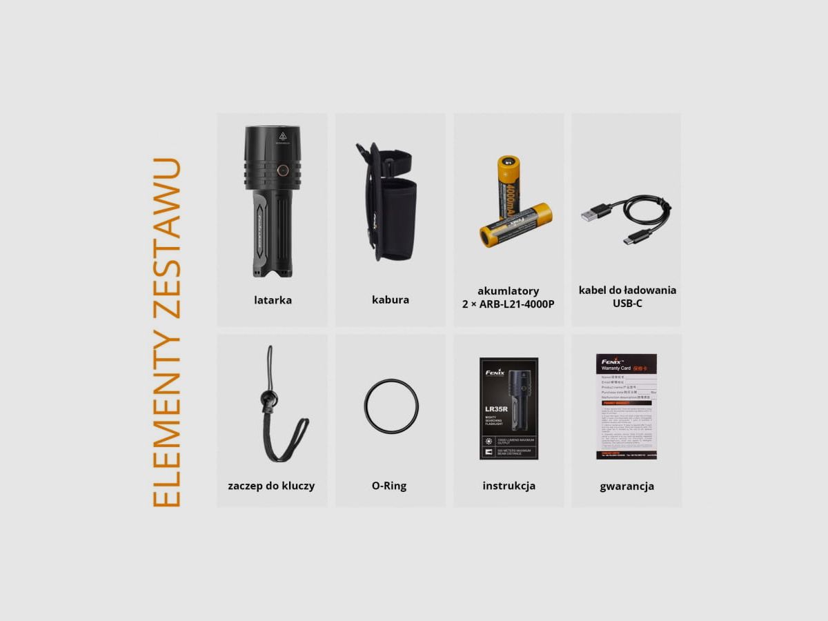 Latarka LED Fenix LR35R czarna, zdjęcie 6 z 19