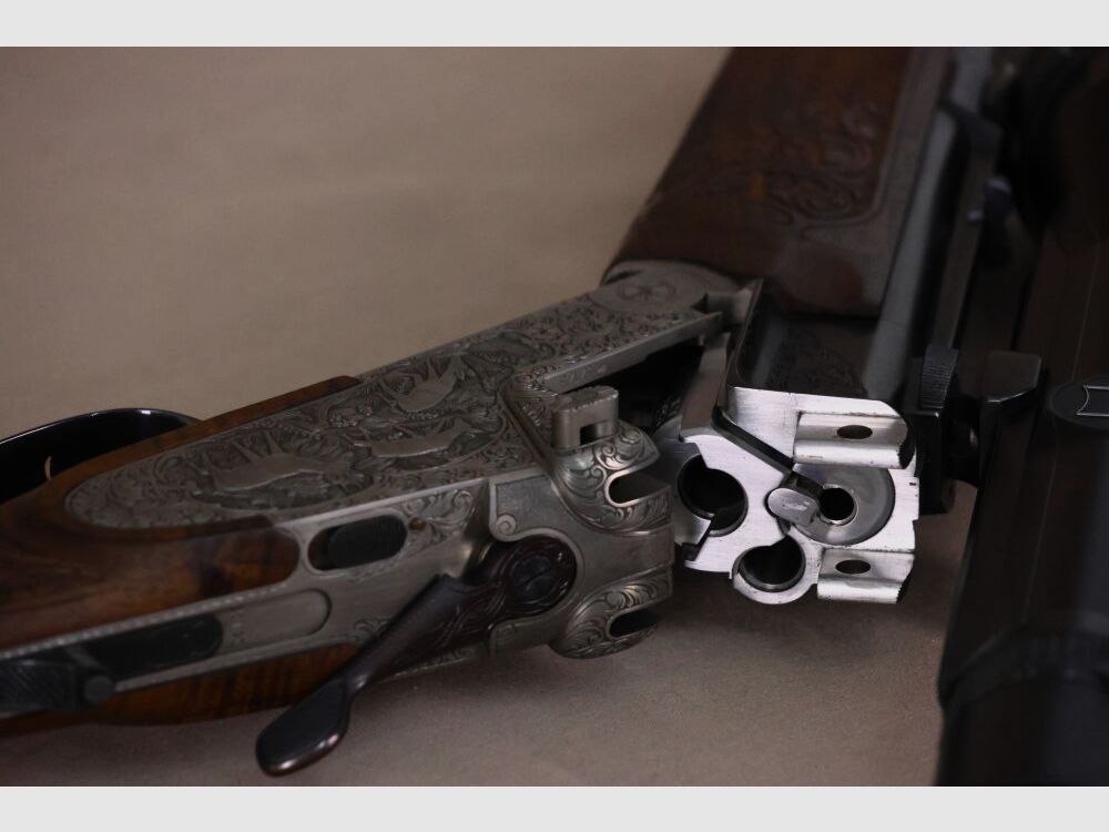 Heym 35 double rifle // side lock // left-handed stock // Fortner