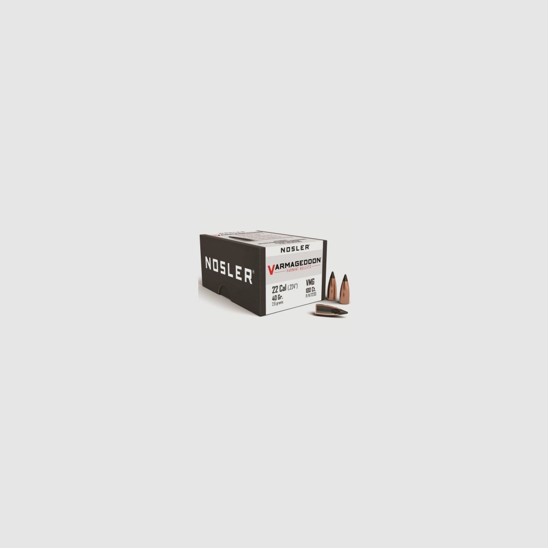 Proiettile Nosler .22/.224 Varmageddon 40GR parziale giacca punta piatta base 100 pezzi