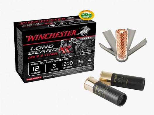 WINCHESTER Patronen Long Beard XR Kal.12 Magnum 50 gr. pb.4 hergestellt in den USA.