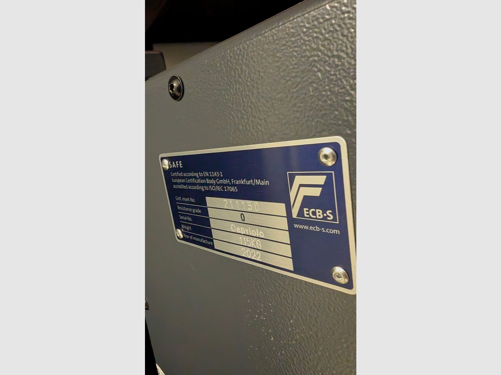 Eisenbach safes gun cabinet Capriolo - resistance class 0/N