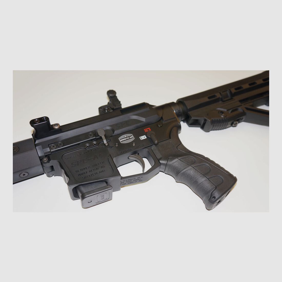 Schwaben Arms GmbH/GWMH Selbstladebüchse GWMH SPC-SPORTER A4 17" (SWISS PISTOL CARBINE) BLACK Kal.9x19 AR15 Glock Magazin