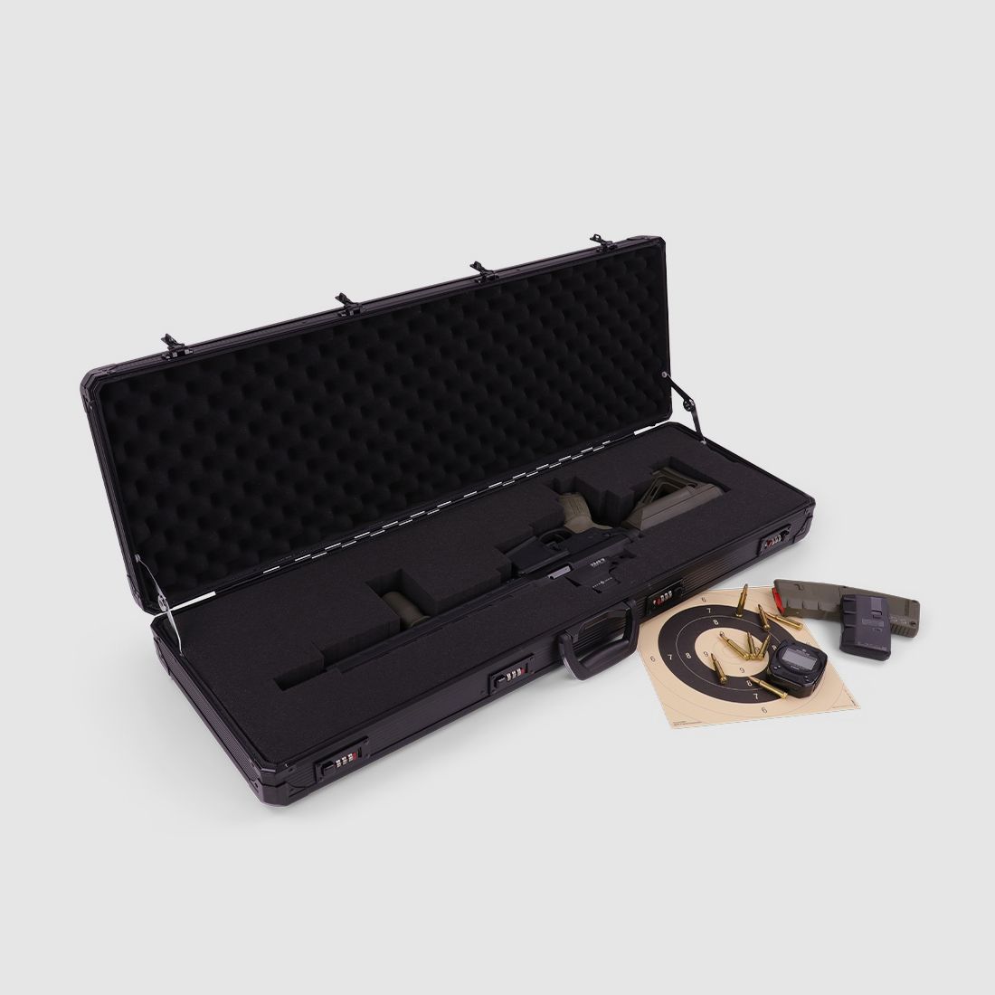 Winter rifle case W13 - 93 cm interior length - 1 long gun - 4 combination locks - grid (Night)