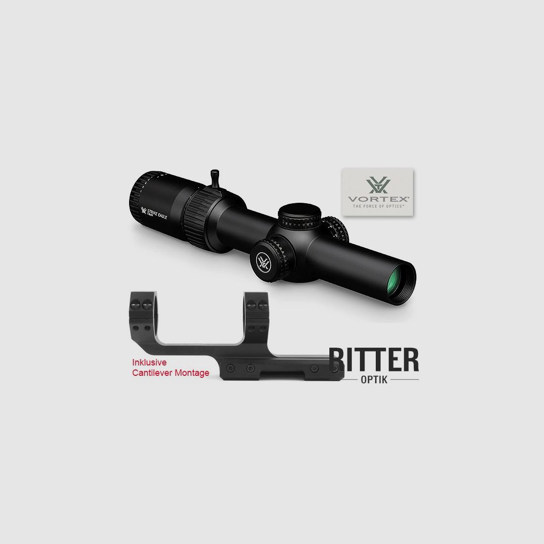 Zielfernrohr Vortex Strike Eagle 1-8x24 AR-BDC3 Leuchtabsehen - inklusive Cantilever Montage