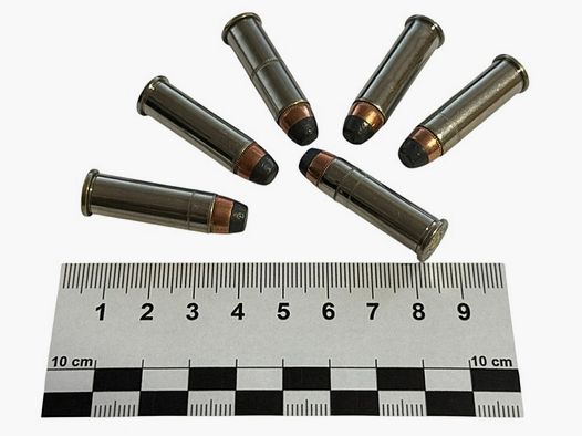 6 pieces of decommissioned ammunition caliber .38 Special full metal jacket in nickel case