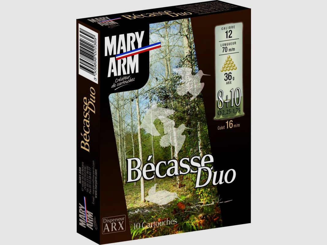 BECASSE DUO CAL cal 12 – Bourre Arx – 36g – Plomb Durci, image 1 sur 2