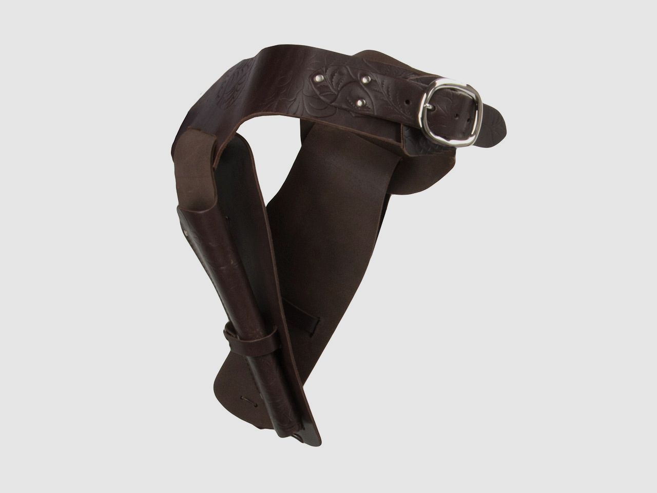 Western Revolvergurt mit Verzierungen LĂ¤nge 110 cm dunkelbraun mit 2 Holster