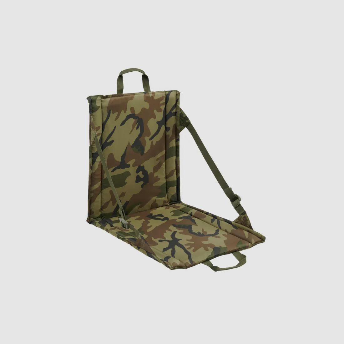 Folding seat with carrying handle + mesh pocket for 2 drink bottles - US Woodland