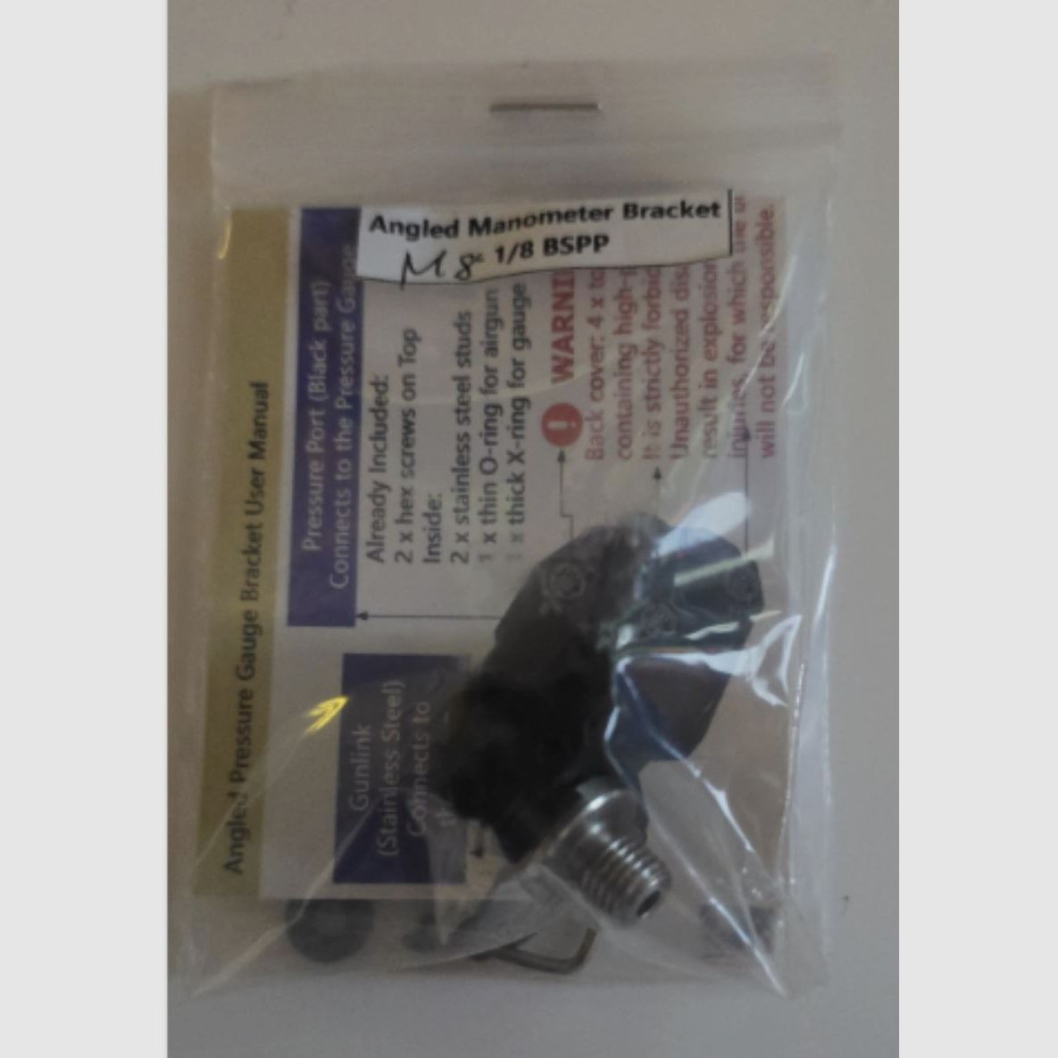 Adaptateur manomètre à 45 degrés pour carabines à air. Adaptateur de montage latéral 【Outgun】 pour support de manomètre incliné M8 vers 1/8 BSPP