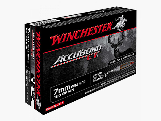 Winchester Accubond CT 7mm Rem. Mag. 160GR Bonded Controlled Expansion Polymer Tip 20 cartuchos