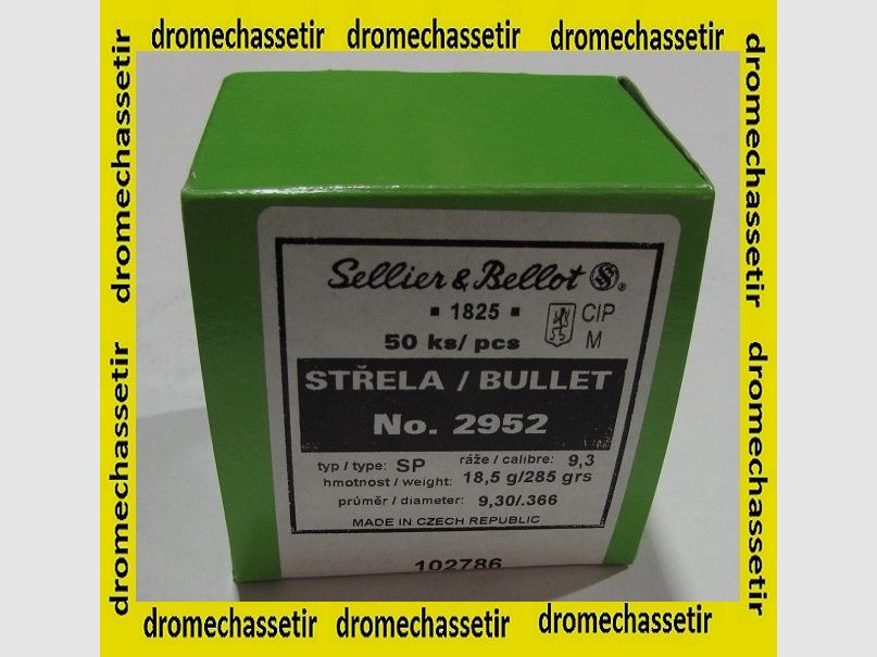 100 proiettili Sellier & Bellot, cal. 9,3mm, 286 gr, SPCE ref 2952