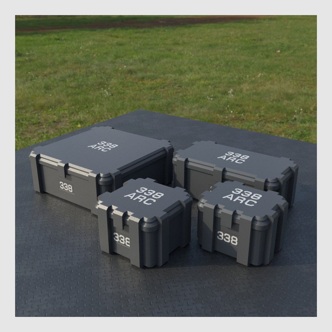 Filamelt scatola per munizioni / Ammo Box .338 ARC - scatola per cartucce 'coperchio a ribalta' - 20 / 25 / 50 / 100 colpi