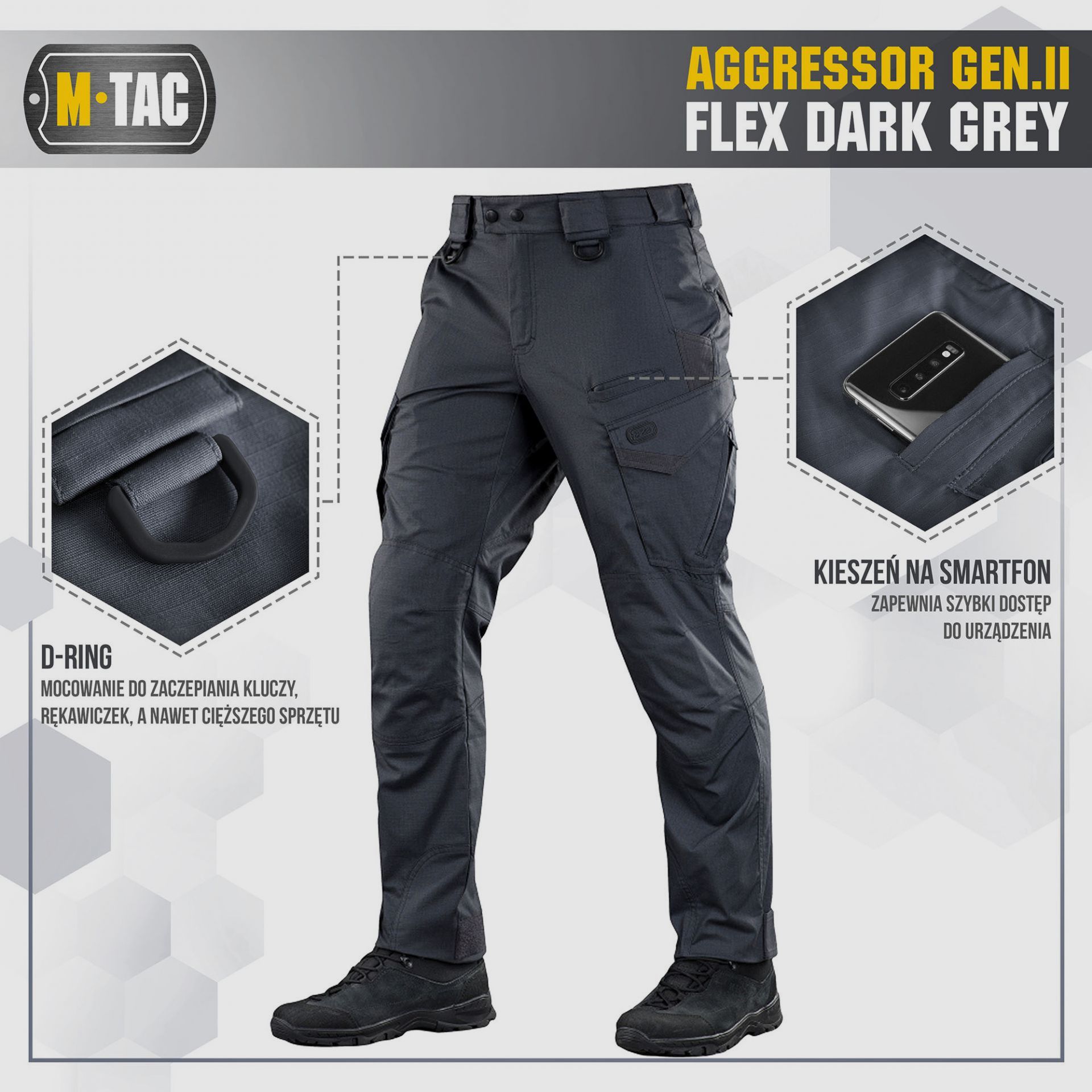 Pantalones tácticos M-tac Aggressor Gen.II Dark Grey, imagen 4 de 5