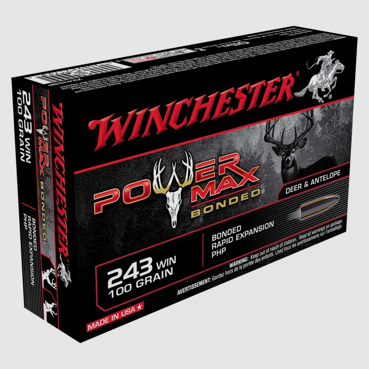 Winchester Power Max Bonded .243 Win. 100GR Bonded Rapid Expansion PHP 20 patronen