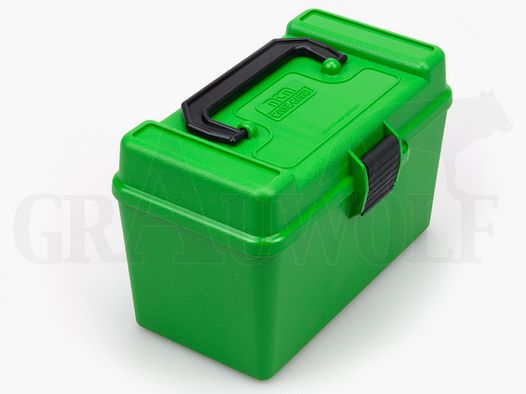 MTM Klappdeckelbox H50-RL grün für 50 Patronen Deluxe mit Griff: Normalpatronen