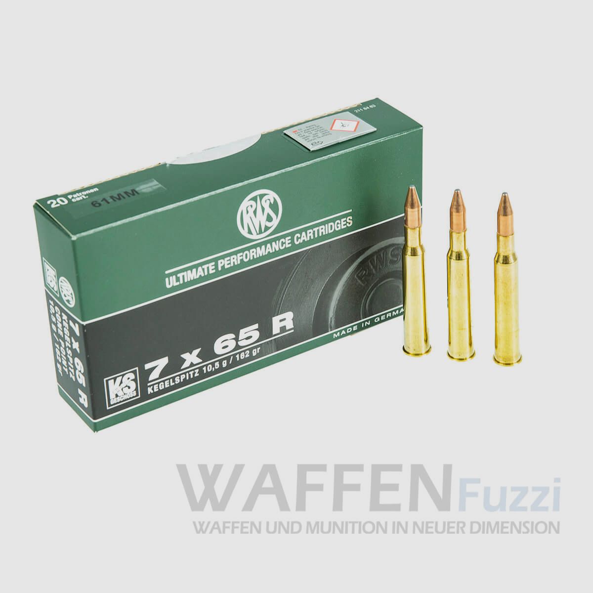 Hunting cartridges RWS caliber 7x65R pointed tip 162grs