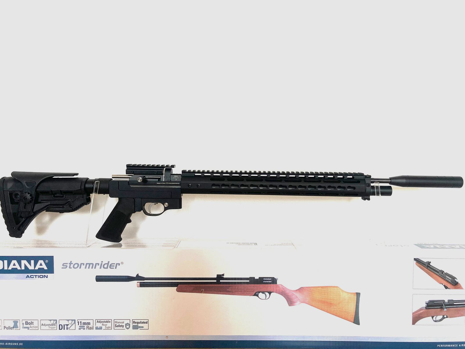 Air rifle Diana Stormrider with aluminum AR15 tactical stock system, F free from 18 with 35J export kit