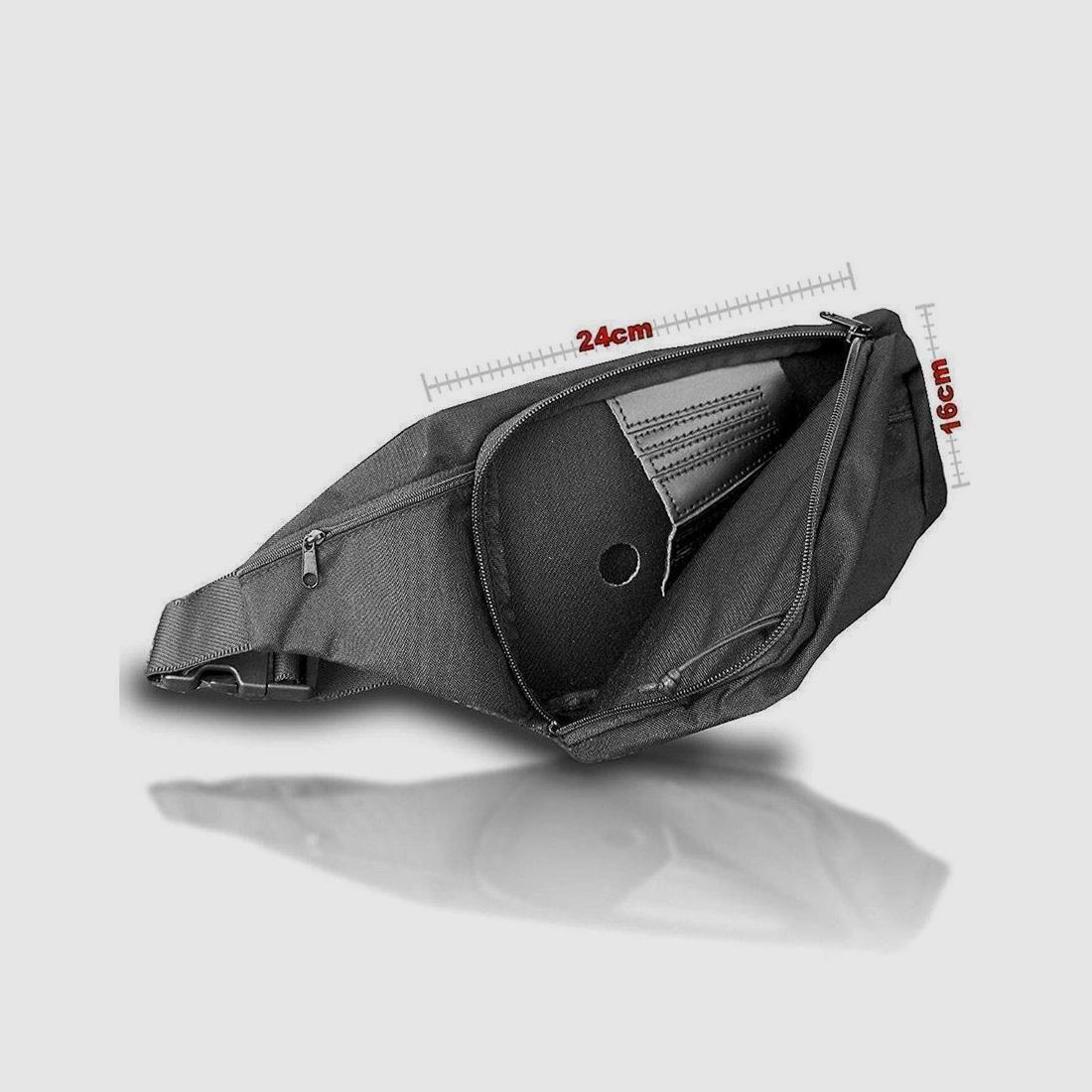 Kompakte Gürteltasche mit Holster I Revolver Schwarz