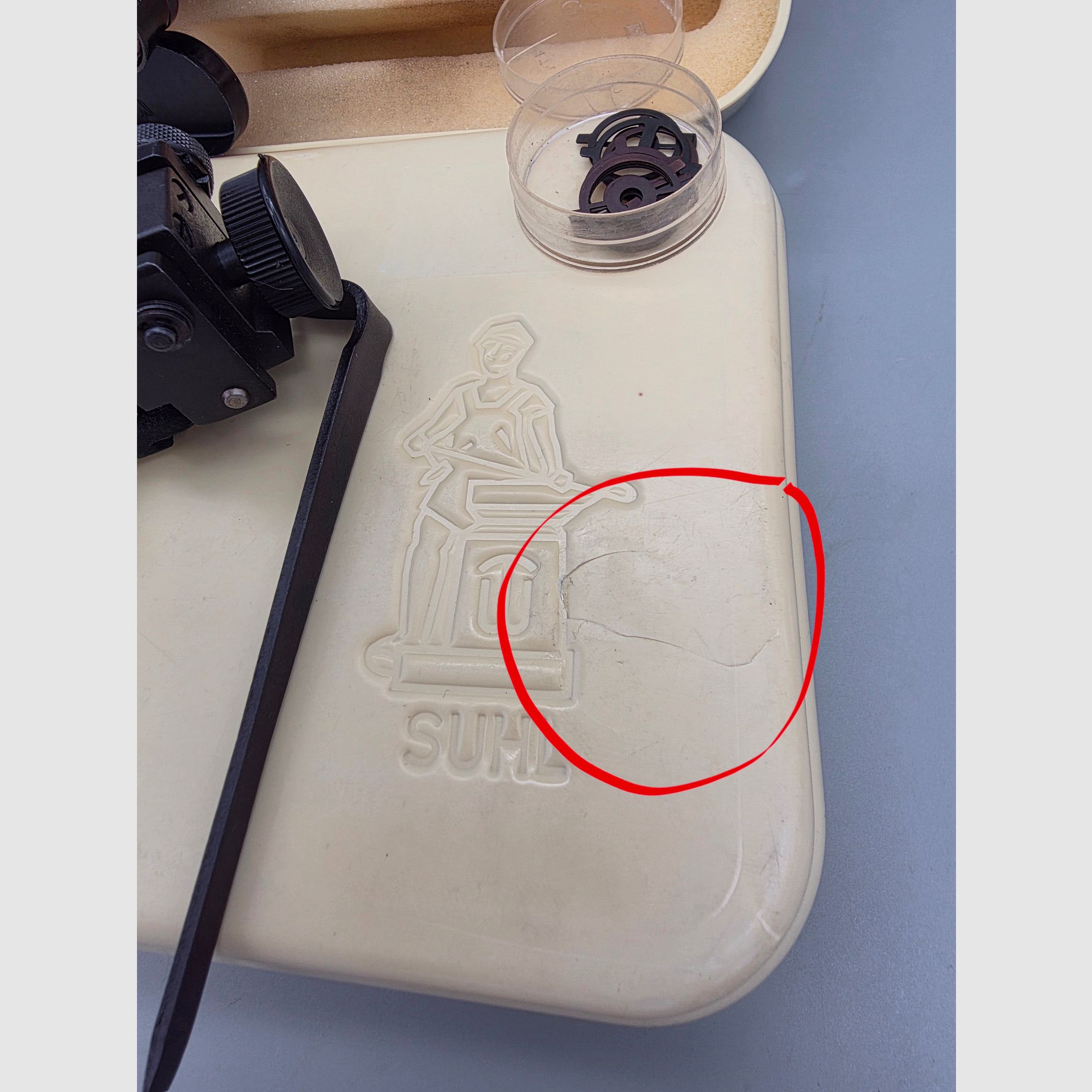 Sehr schöner Diopter Haenel mit Zubehör in der original Box Suhl Mod. M150 KK Gewehr 