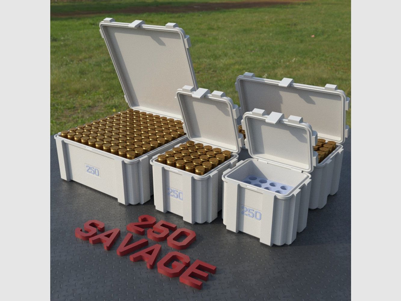 Filamelt Munitionsbox / Ammo Box .250 Savage – Patronenbox ‘Klappdeckel’ – 20 / 25 / 50 / 100 Runden