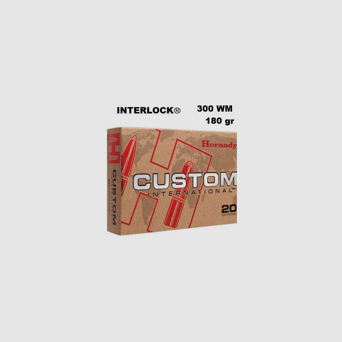 Hornady 300 WM INTERLOCK CUSTOM INTERNACIONAL 180 gr Munition, Bild 1 von 2