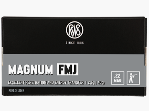 50 munitions RWS calibre .22 MAGNUM FMJ