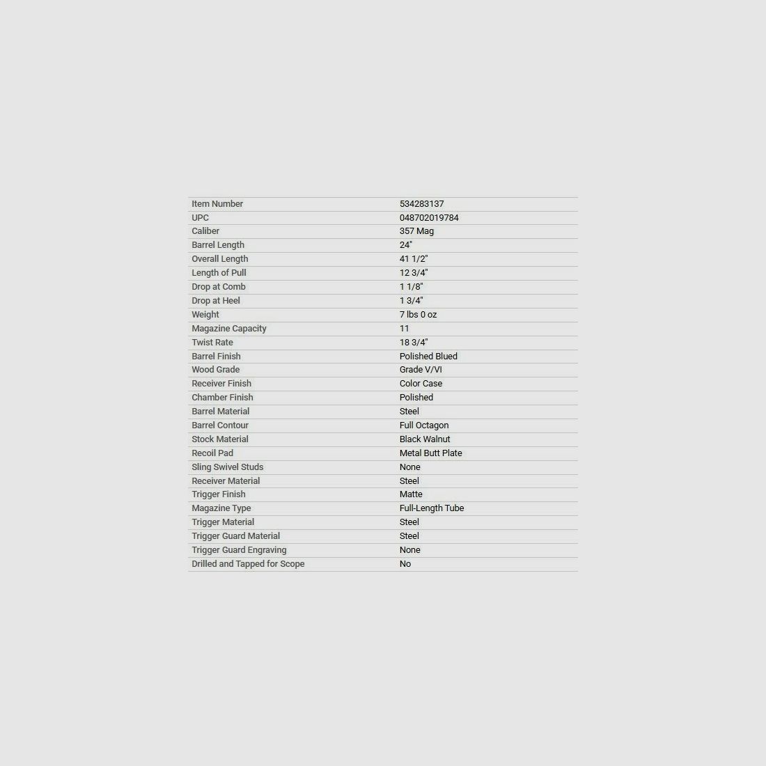 Winchester Winchester 1892 Deluxe Octagon Takedown Pistol Grip 24" .357 Mag. (MIROKU FERTIGUNG)
