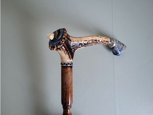 Giocatore Bastone da passeggio - 900 Argento - Schariwari - Lapislazzuli - Anni 1940