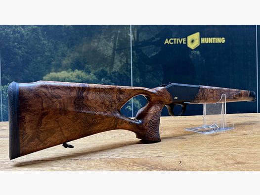 Blaser R8 wooden stock/slot stock with system, dreamy, extraordinary accessory slot stock HK 8-9, golden R8 logo